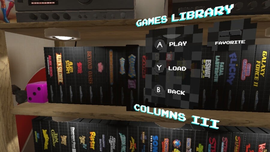 Sega Mega Drive Classics in-game shelf with Columns III